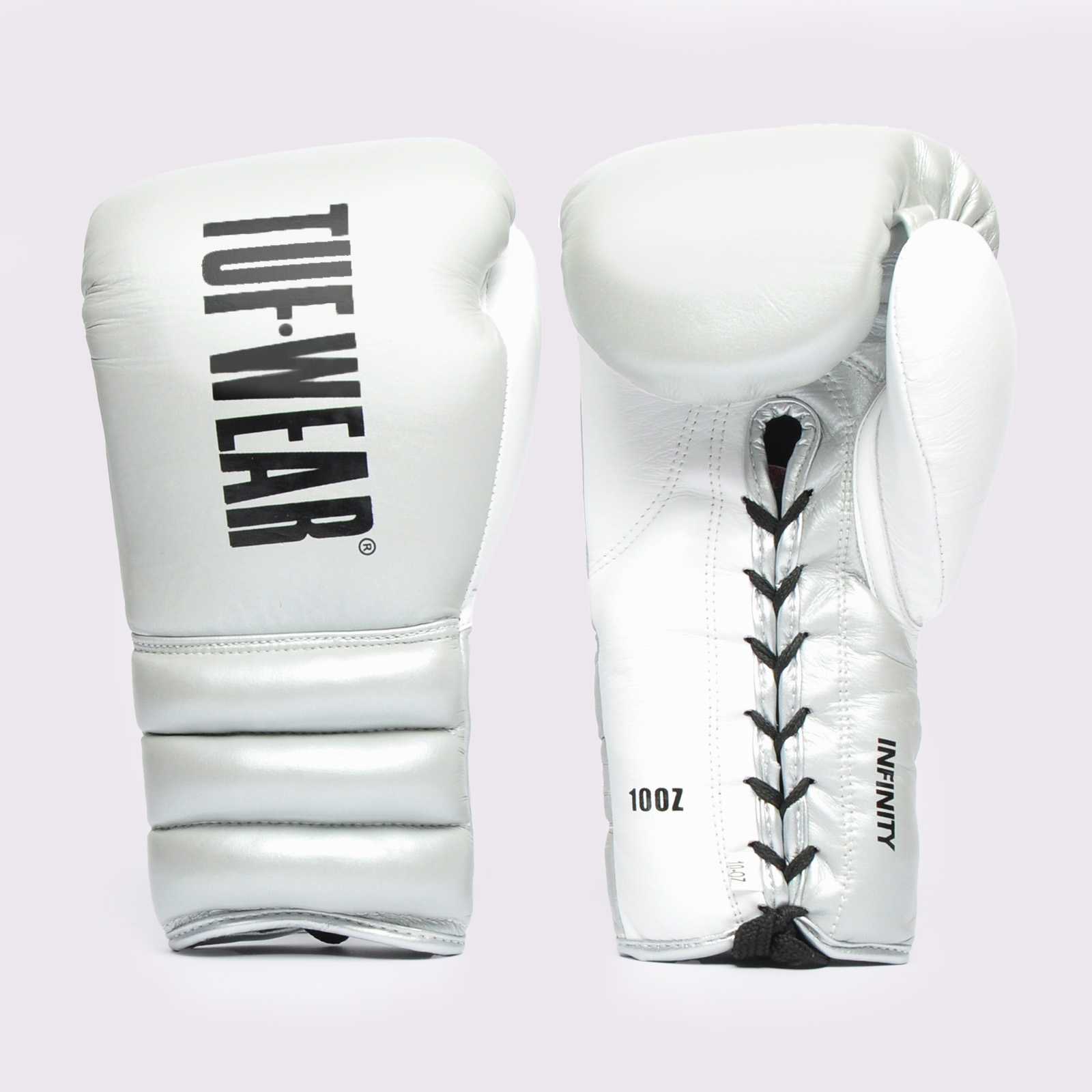 Tuf Wear Infinity Leather Lace Up Training Glove - TW28057-SILVERWHITE