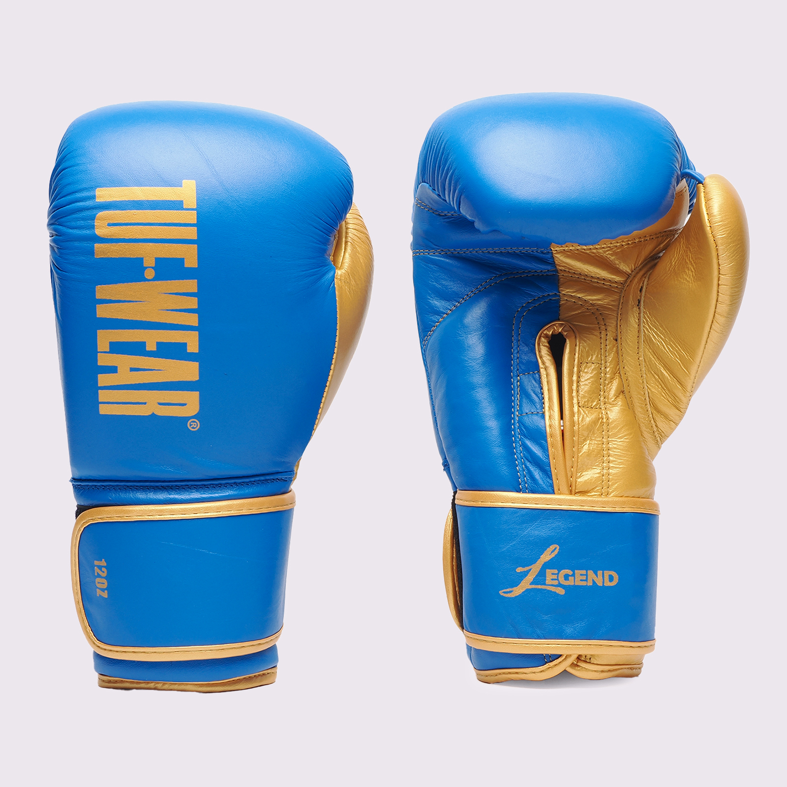 Tuf Wear Legend Leather HOOK AND LOOP Sparring Gloves - TW31278-BLUEGOLD