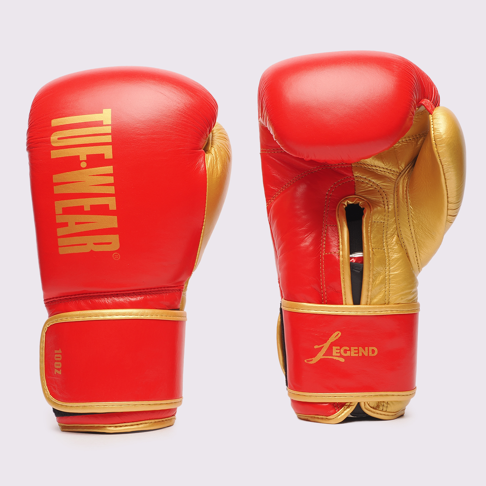 Tuf Wear Legend Leather HOOK AND LOOP Sparring Gloves - TW31278-REDGOLD
