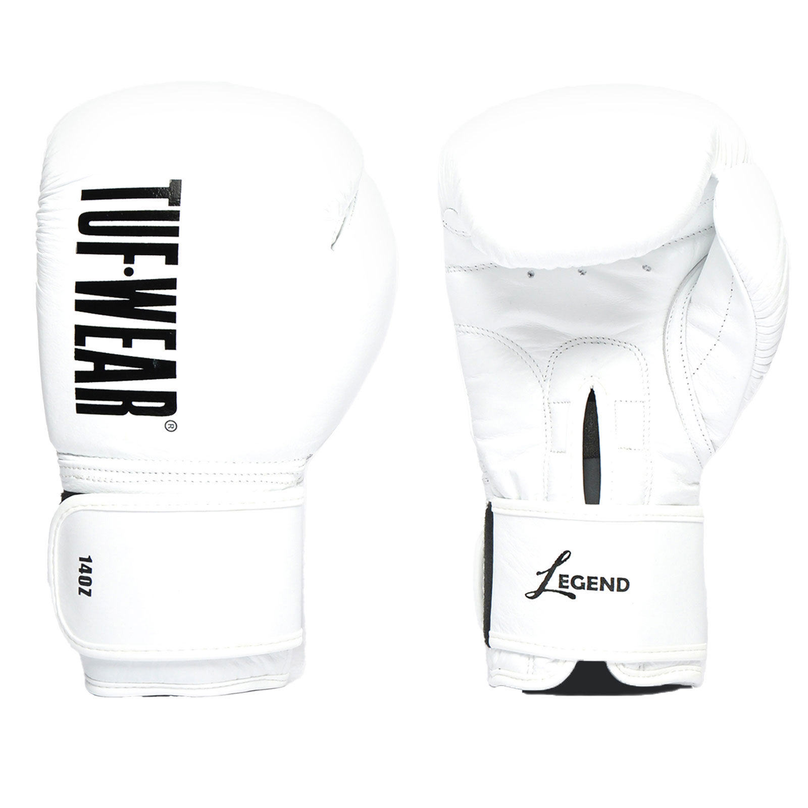 Tuf Wear Legend Leather HOOK AND LOOP Sparring Gloves - TW31278-WHITE