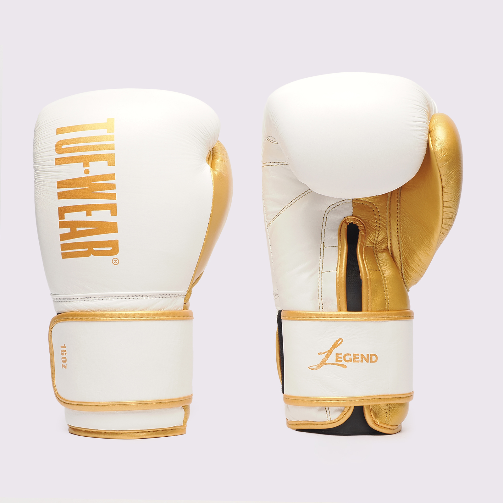 Tuf Wear Legend Leather HOOK AND LOOP Sparring Gloves - TW31278-WHITEGOLD