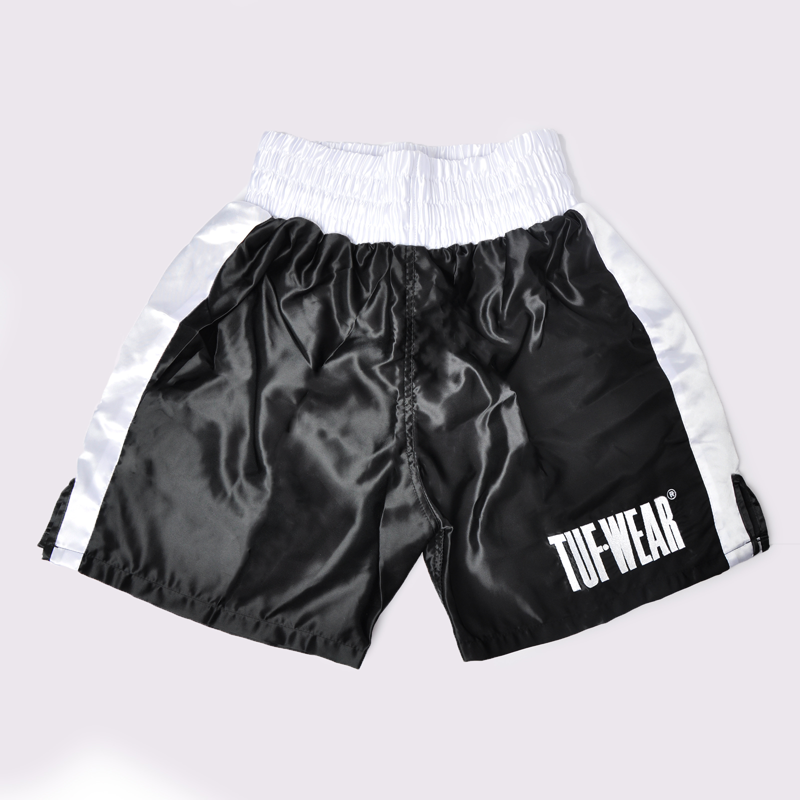 Tuf Wear Satin Boxing Shorts - TW32687-BLACKWHITE