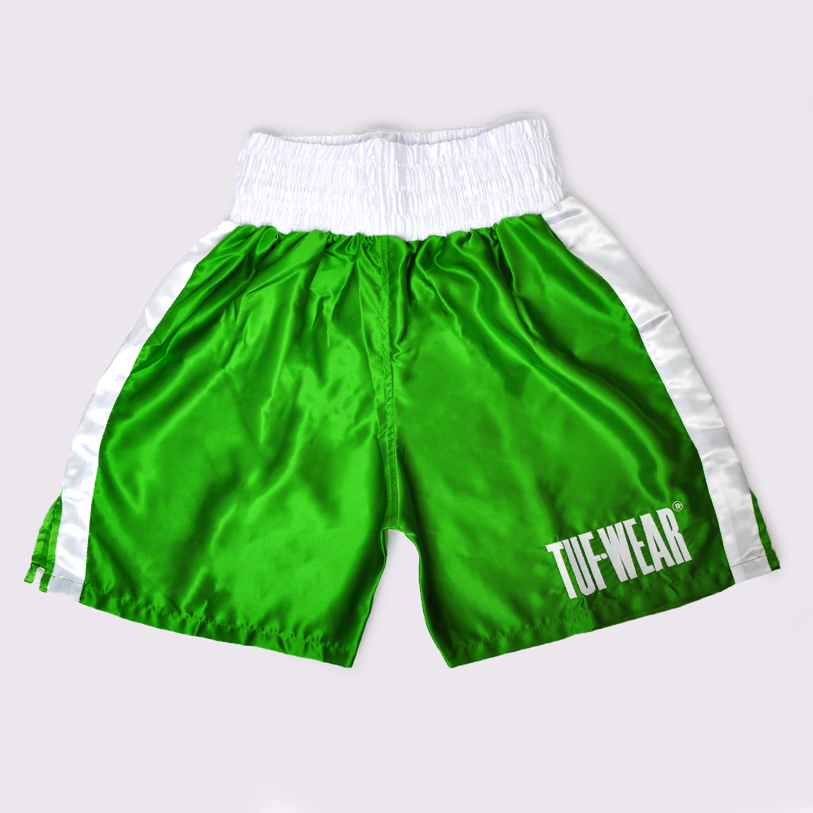 Tuf Wear Satin Boxing Shorts  - TW32687-GREENWHITE