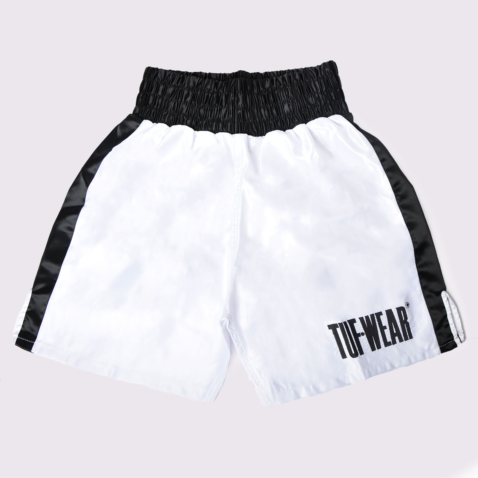 Tuf Wear Satin Boxing Shorts - TW32687-WHITEBLACK