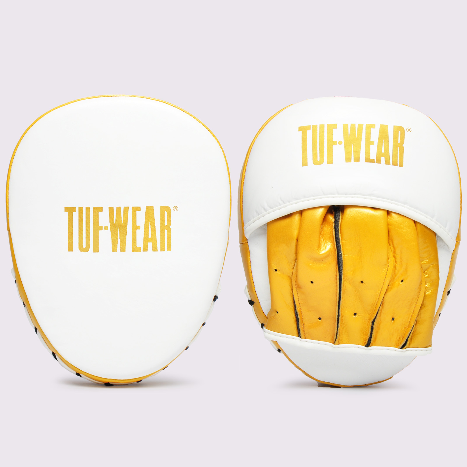 Tuf Wear Falcon Leather Curved Focus Pads - TW32703-WHITE/GOLD